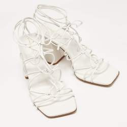 Pre Owned Gianvito Rossi White Leather Minas Sandals Size 39