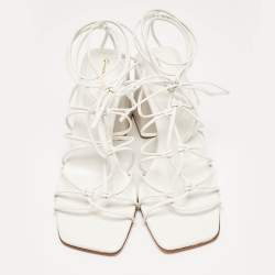 Pre Owned Gianvito Rossi White Leather Minas Sandals Size 39