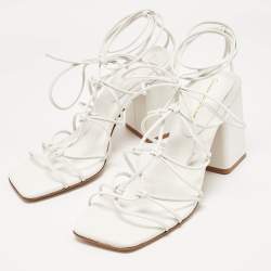 Pre Owned Gianvito Rossi White Leather Minas Sandals Size 39
