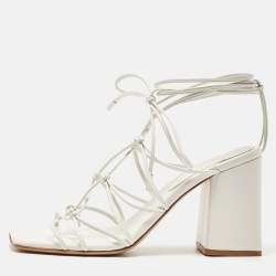 Pre Owned Gianvito Rossi White Leather Minas Sandals Size 39