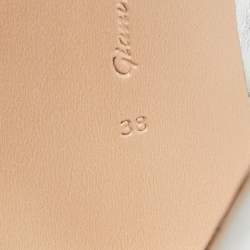 Pre Owned Gianvito Rossi Silver Leather Wavy Ankle Tie Sandals Size 38