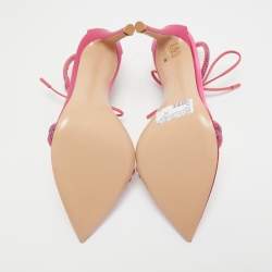 Gianvito Rossi Pink Satin Embellished Montecarlo Sandals Size 38.5