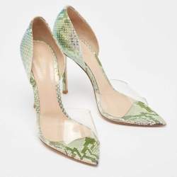 Pre Owned Gianvito Rossi Metallic Embossed Snakeskin and PVC Bree Pumps Size 40.5