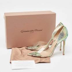 Pre Owned Gianvito Rossi Metallic Embossed Snakeskin and PVC Bree Pumps Size 40.5