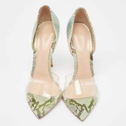 Pre Owned Gianvito Rossi Metallic Embossed Snakeskin and PVC Bree Pumps Size 40.5