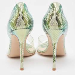 Pre Owned Gianvito Rossi Metallic Embossed Snakeskin and PVC Bree Pumps Size 40.5