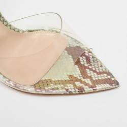 Pre Owned Gianvito Rossi Metallic Embossed Snakeskin and PVC Bree Pumps Size 40.5