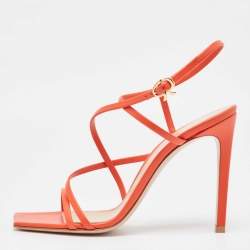 Gianvito Rossi Poppy Red Leather Manilla Sandals Size 38