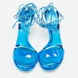 Gianvito Rossi Blue PVC and Leather Spice Sandals Size 39