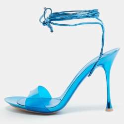 Gianvito Rossi Blue PVC and Leather Spice Sandals Size 39