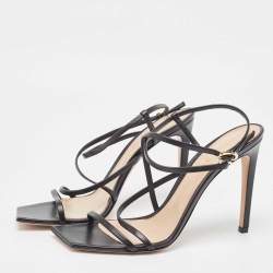 Gianvito Rossi Black Leather Manilla Sandals Size 39.5