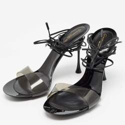 Pre Owned Gianvito Rossi Black PVC Spice Sandals Size 39