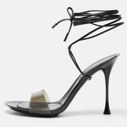 Pre Owned Gianvito Rossi Black PVC Spice Sandals Size 39