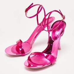 Gianvito Rossi Pink Patent Leather Spice Ribbon Sandals Size 39