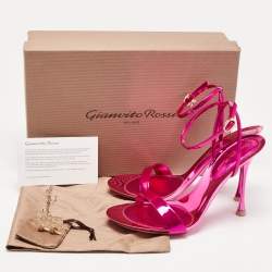 Gianvito Rossi Pink Patent Leather Spice Ribbon Sandals Size 39