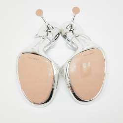 Pre Owned Gianvito Rossi Transparent/Silver PVC and Leather Spice Sandals Size 37