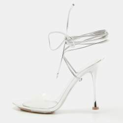 Pre Owned Gianvito Rossi Transparent/Silver PVC and Leather Spice Sandals Size 37