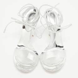 Pre Owned Gianvito Rossi Transparent/Silver PVC and Leather Spice Sandals Size 37