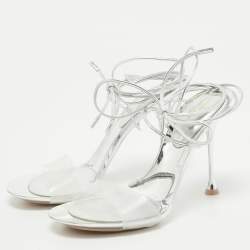 Pre Owned Gianvito Rossi Transparent/Silver PVC and Leather Spice Sandals Size 37