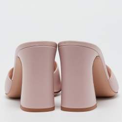 Pre Owned Gianvito Rossi Pink Leather Wynn Mules Size 38.5
