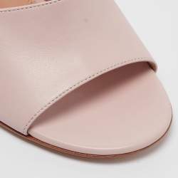 Pre Owned Gianvito Rossi Pink Leather Wynn Mules Size 38.5