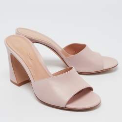 Pre Owned Gianvito Rossi Pink Leather Wynn Mules Size 38.5