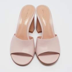 Pre Owned Gianvito Rossi Pink Leather Wynn Mules Size 38.5