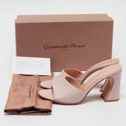 Pre Owned Gianvito Rossi Pink Leather Wynn Mules Size 38.5
