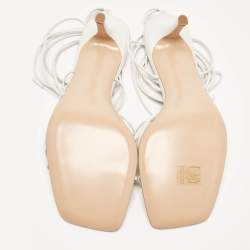 Pre Owned Gianvito Rossi White Leather Sylvie Sandals Size 38.5