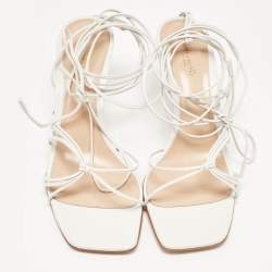 Pre Owned Gianvito Rossi White Leather Sylvie Sandals Size 38.5