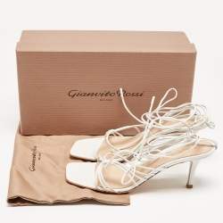 Pre Owned Gianvito Rossi White Leather Sylvie Sandals Size 38.5