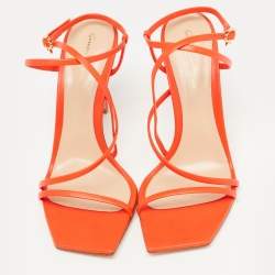 Gianvito Rossi Orange Leather Manilla Sandals Size 40