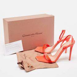 Pre Owned Gianvito Rossi Poppy Red Velvet Embellished Britney Sandals Size 39.5