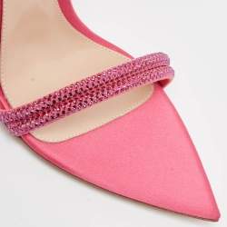 Gianvito Rossi Pink Satin Embellished Montecarlo Sandals Size 39