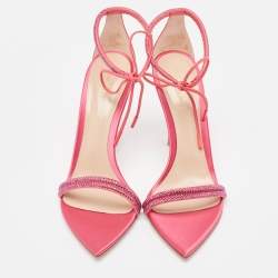 Gianvito Rossi Pink Satin Embellished Montecarlo Sandals Size 39
