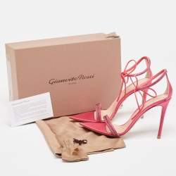 Gianvito Rossi Pink Satin Embellished Montecarlo Sandals Size 39