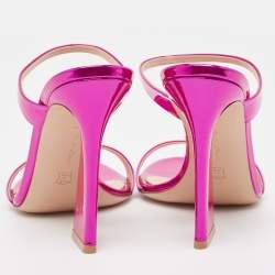 Pre Owned Gianvito Rossi Metallic Pink Leather Aura Sandals Size 39.5