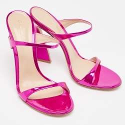 Pre Owned Gianvito Rossi Metallic Pink Leather Aura Sandals Size 39.5