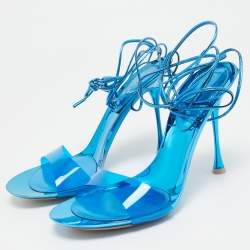 Pre Owned Gianvito Rossi Blue PVC and Leather Spice Sandals Size 38