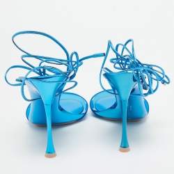 Pre Owned Gianvito Rossi Blue PVC and Leather Spice Sandals Size 38