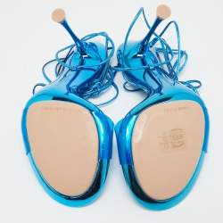 Pre Owned Gianvito Rossi Blue PVC and Leather Spice Sandals Size 38