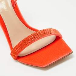 Gianvito Rossi Poppy Red Velvet Embellished Britney Sandals Size 39
