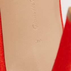 Gianvito Rossi Poppy Red Velvet Embellished Britney Sandals Size 39
