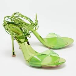 Pre Owned Gianvito Rossi Green PVC and Leather Spice Sandals Size 39
