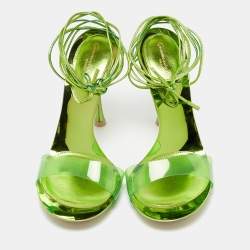 Pre Owned Gianvito Rossi Green PVC and Leather Spice Sandals Size 39