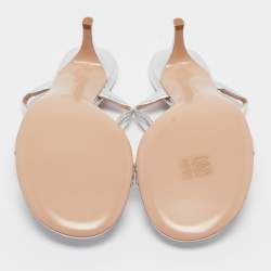 Pre Owned Gianvito Rossi Silver Leather Wavy Sandals Size 38.5