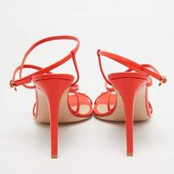 Pre Owned Gianvito Rossi Orange Leather Manilla Sandals Size 36.5
