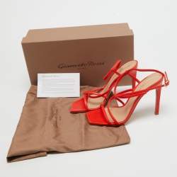 Pre Owned Gianvito Rossi Orange Leather Manilla Sandals Size 36.5