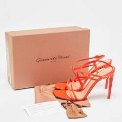 Pre Owned Gianvito Rossi Poppy Red Leather Manilla Sandals Size 39