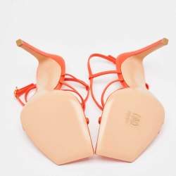 Pre Owned Gianvito Rossi Poppy Red Leather Manilla Sandals Size 39